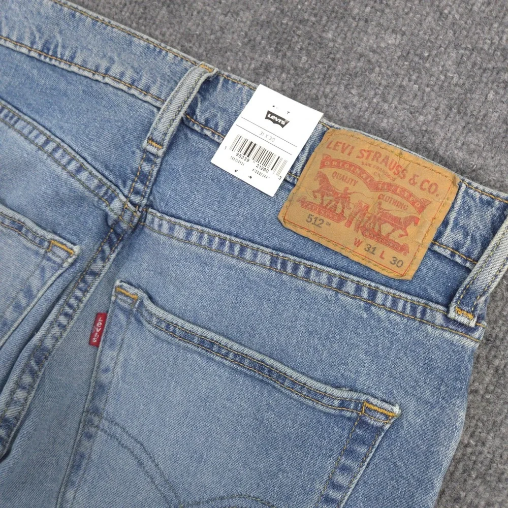 Levis 512 Jeans Mens 31X30 Blue Slim Taper Flex Stretch Light Wash Denim NEW
